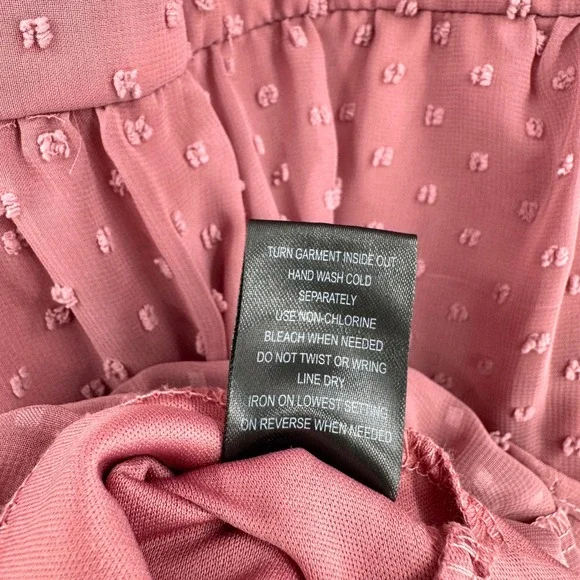 Trixxi Mauve Swiss Dot Tiered Mini Dress High Ruffle Neck Long Sleeve Women's M - Picture 12 of 13